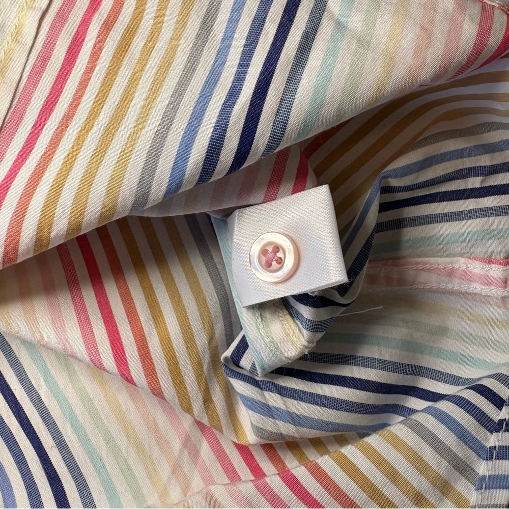 Thomas‎ Pink Pastel Striped Button Down Pleated Front Shirt Size US 10 - Picture 8 of 9